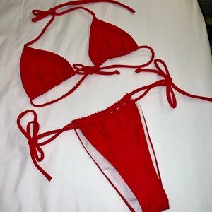 Bright red triangle bikini set
